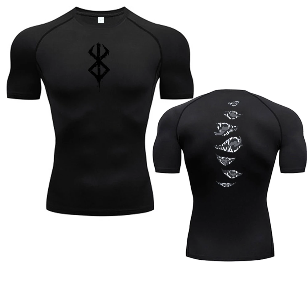 Color: Blue, Size: M - 2024Anime Berserk Guts Men's Compression Shirt Fitness Sport Running Tight Gym TShirts Athletic Quick Dry Tops Tee Summer