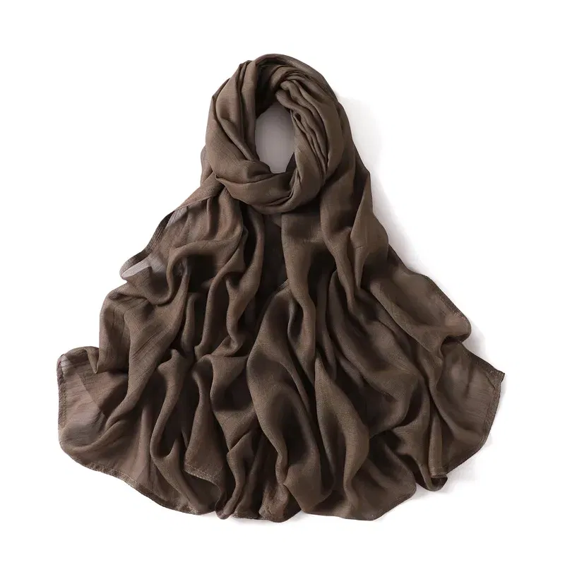 Color: Orange - Women Big Size Plain Solid Cotton Rayon Hijab Scarf Lady High Quality Wraps and Shawls Musulman Headband Islamic Turban 180*95Cm