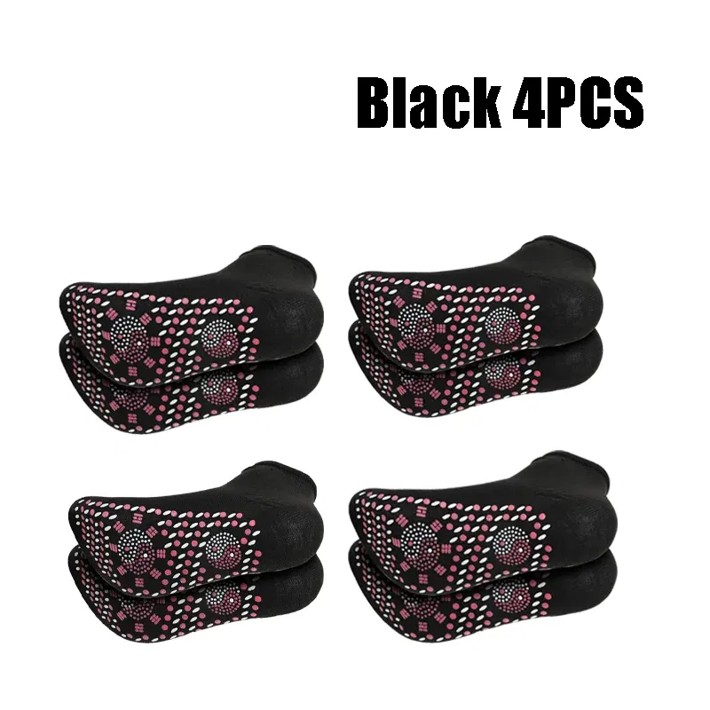 Color: Blue - 1/5pairs Tourmaline Self-Heating Socks Winter Warm Thermal Health Care Socks Slimming Health Short Sock Magnetic Therapy Sock
