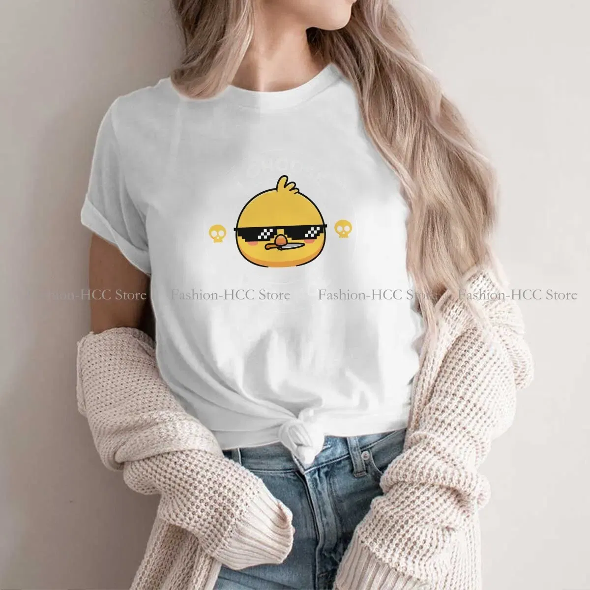 Color: WHITE, Size: M - Sunglasses Style Polyester TShirt I Choose Violence Funny Duck Comfortable New Design Gift Idea T Shirt Stuff