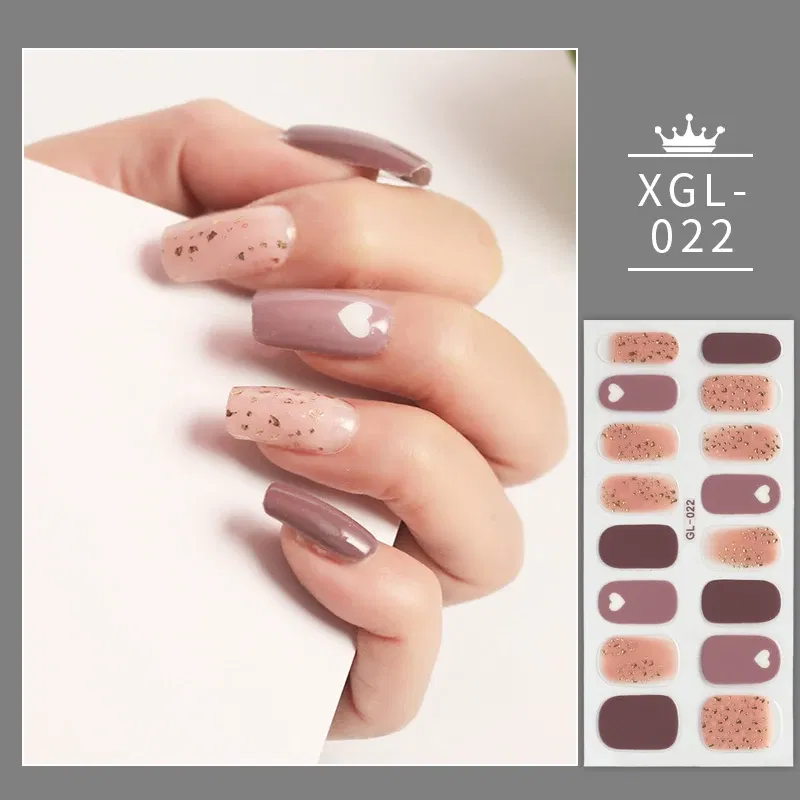 Color: wine red - Shiny New Year Nail Sticker Self Adhesive Decor Sticker Nail Wraps Glitter Nail Polish Sticker Waterproof Christmas Nail Sticker