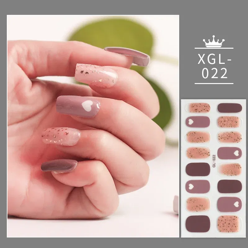 Color: wine red - Shiny New Year Nail Sticker Self Adhesive Decor Sticker Nail Wraps Glitter Nail Polish Sticker Waterproof Christmas Nail Sticker