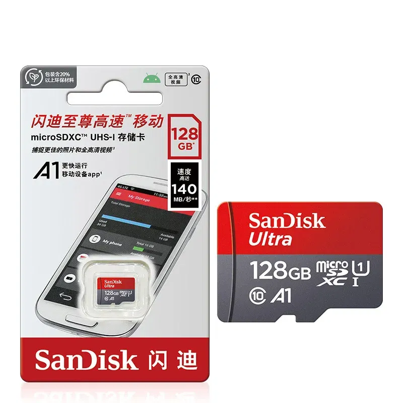 Capacity: 128GB - TFcard 64GB 16GB 32GB Memory Card 128GB Class 10 Microsd SD Card 100MB/S UHS-I A1 Card + Adapter for Phone/PC Standard Shippin