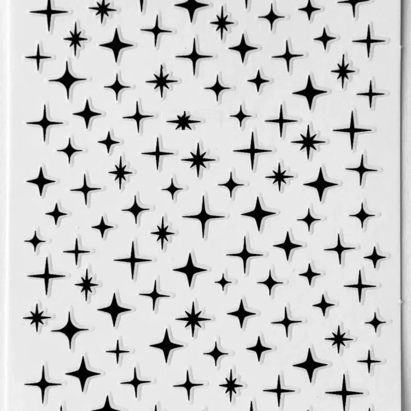 Color: GRAY - 3D Laser Silver/Rose Gold Hollow Cross Star Nail Art Stickers Design Self-Adhesive Hollow Cross Star Nail/Body Art Decor Sticker