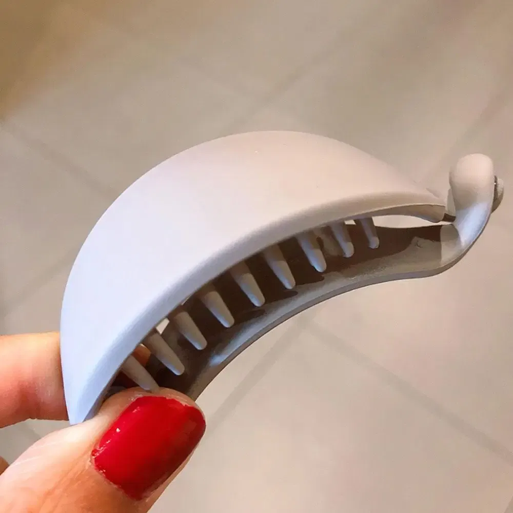 Color: GRAY - New Cute Candy Colors Banana Shape Hair Claws Women Girls Sweet Hair Clips Ponytail Holder Hairpins Fashion Hair Accessories