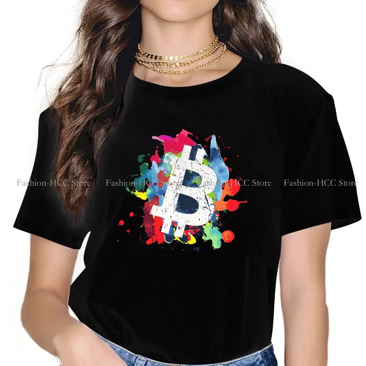 Color: black, Size: S - Bitcoin Polyester TShirts Art Personalize Men's T Shirt Funny Clothing