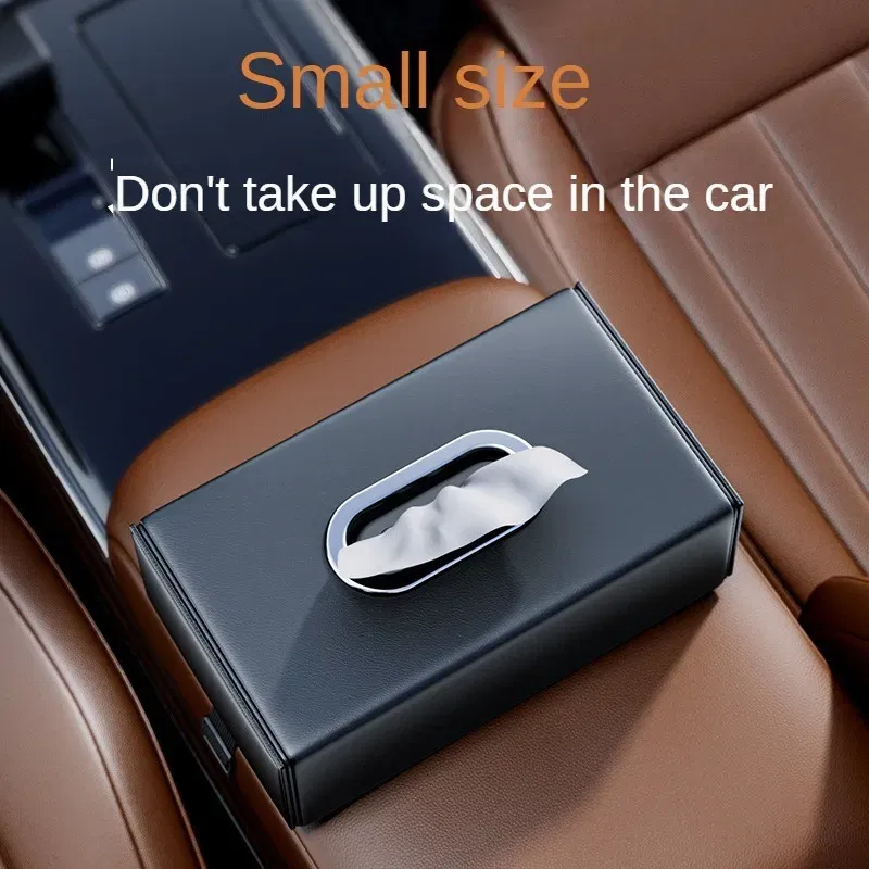 Color Name: Red - 1pc PU Leather Car Tissue Box - Elegant Stitching, Durable Armrest Organizer, Compact Design, Efficient Space Use