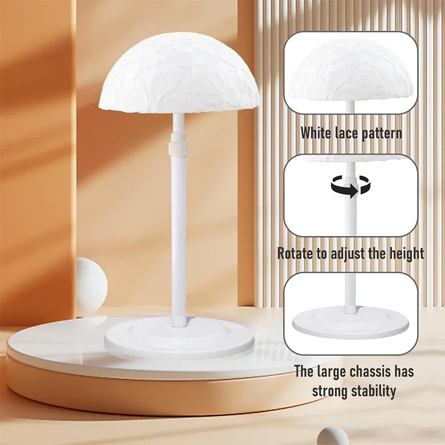 Color: black - 1Pc Adjustable Height Wig Stand, Portable Wig Head Holder Tools Hat Display, Non-Slip Wig Stand for Women