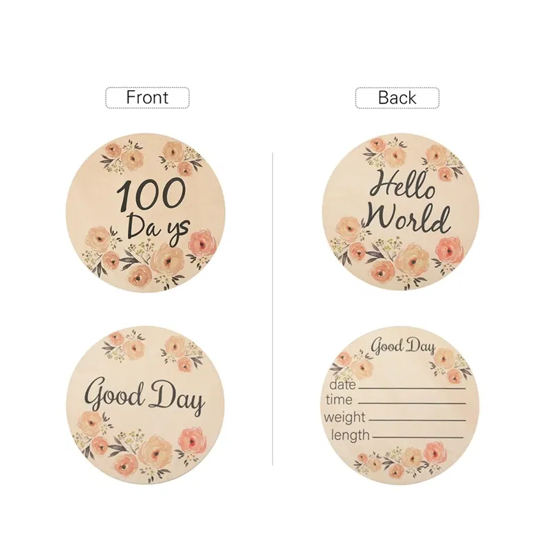 Color: Light Grey, Ships From: CHINA - Baby Balloon Milestone Number Monthly Memorial Month Card Newborn Baby Wooden Engraved Age Photography Accessories Birthing Gift