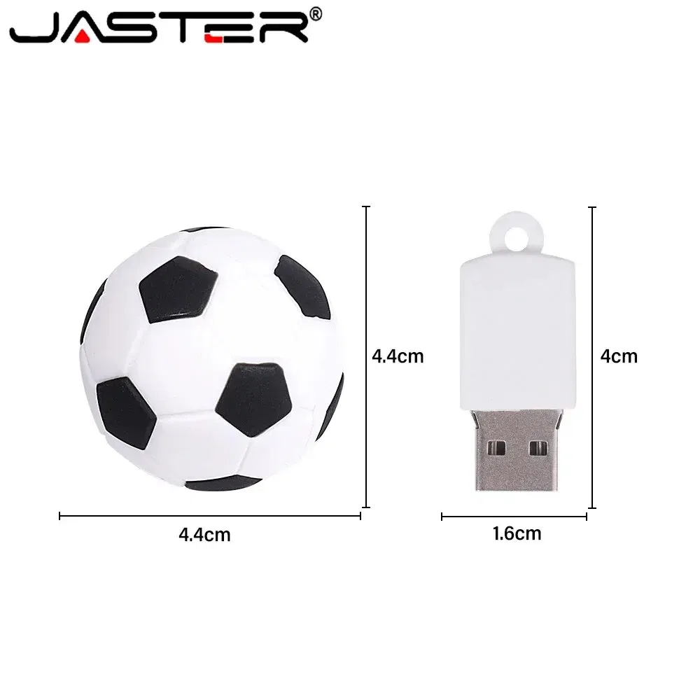 Capacity: 32GB, Color: Red - Football USB Flash Drive 64GB Cute Cartoon Memory Stick 32GB Yellow Red Black Pen Drive 16GB Creative Gift U Disk Free Chain