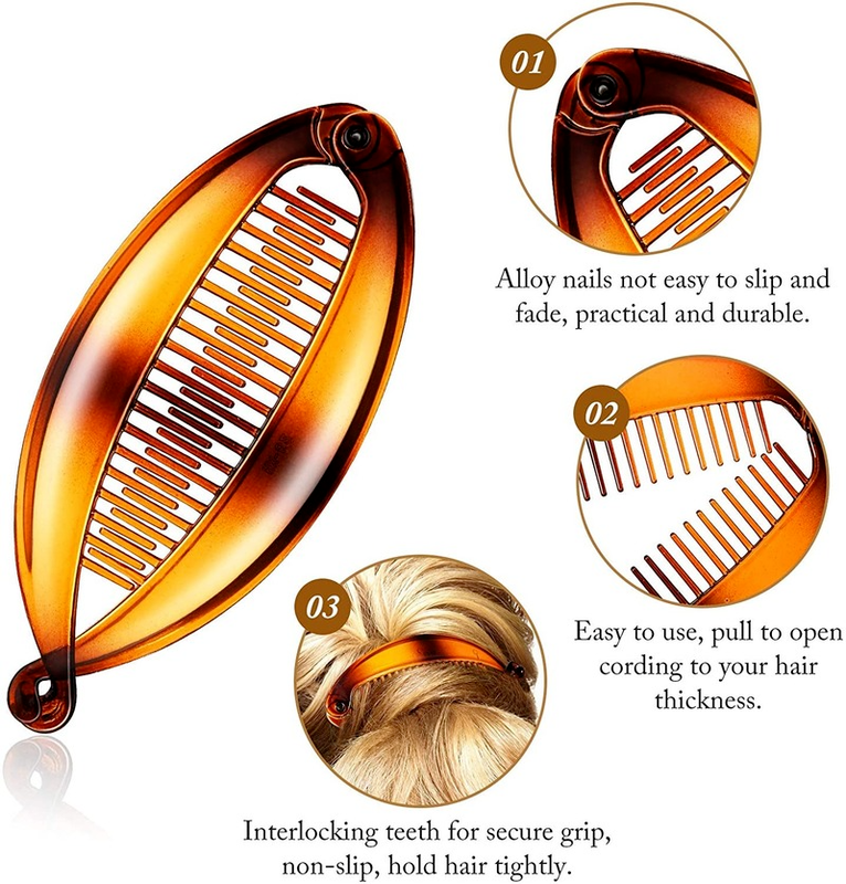 9 Pieces Banana Hair Clips Flexible Plastic Banana Grips Fishtail Pnonytail Holder Clincher Combs Hair Comb Clips for Women