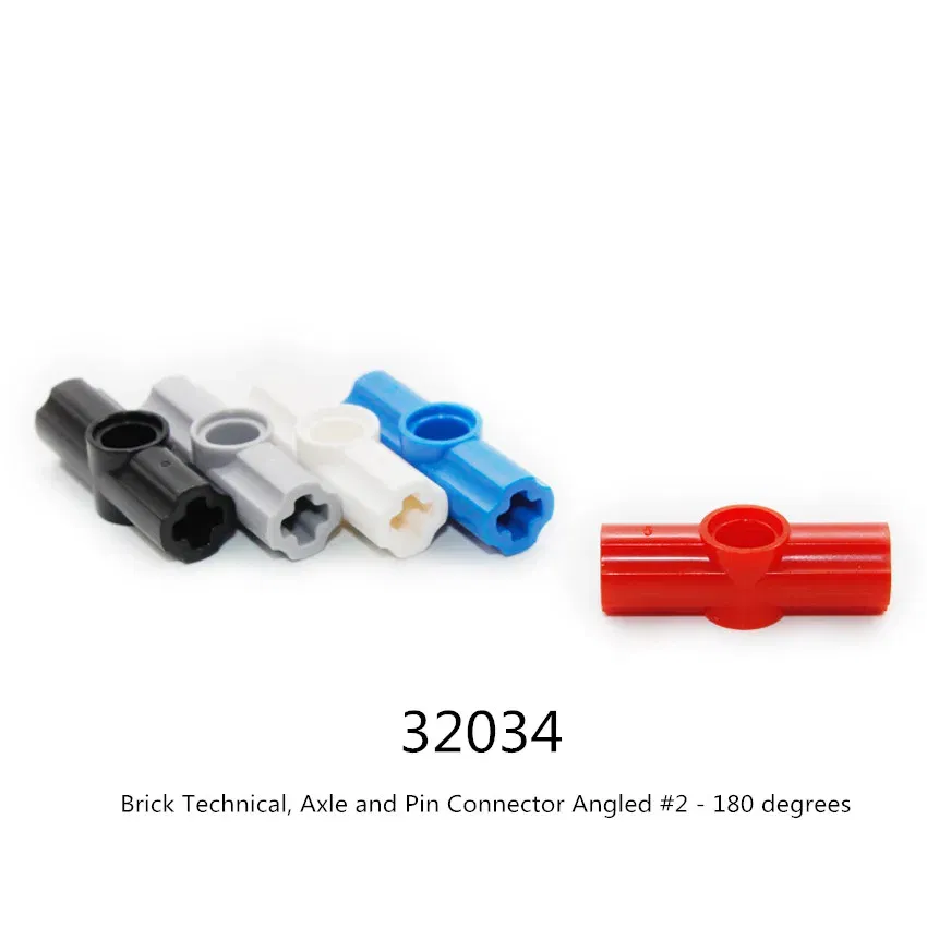 Color: Orange - 1 Pcs Buildings Blocks 32034 Brick High-Tech Axle and Pin Connector Angled #2 - 180 degrees Bulk Modular GBC MOC Set