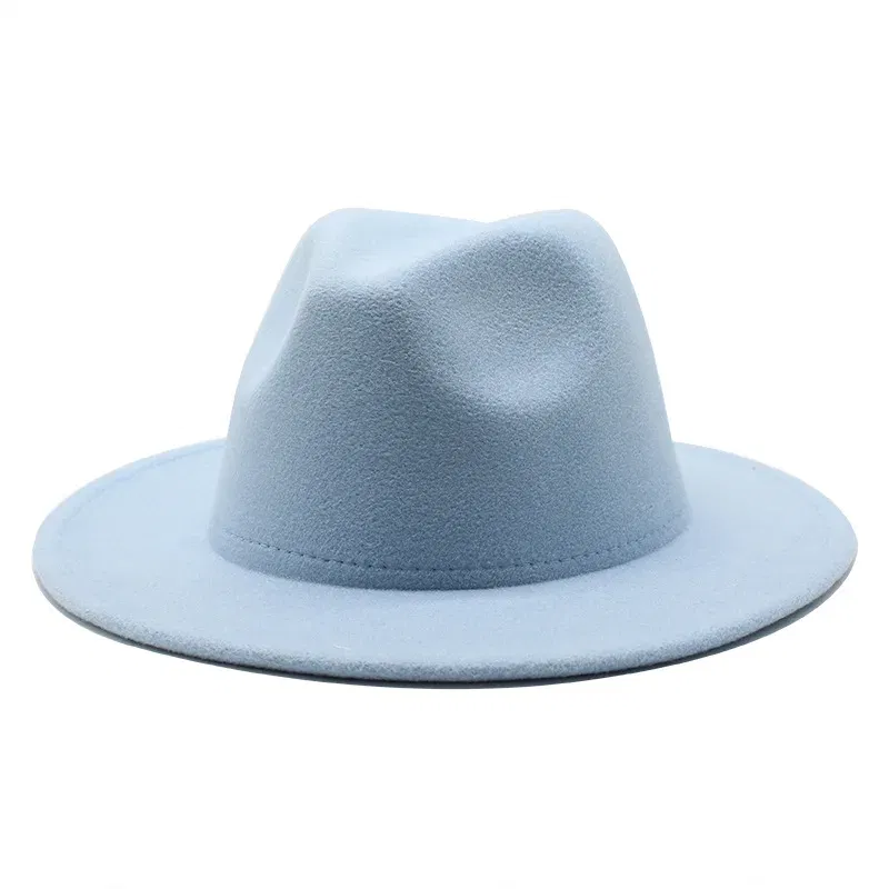 Color: Lavender, Size: M - Classic British Fedora Hat Men Women Imitation Woolen Winter Felt Hats Fashion Jazz Hat Chapeau Wholesale