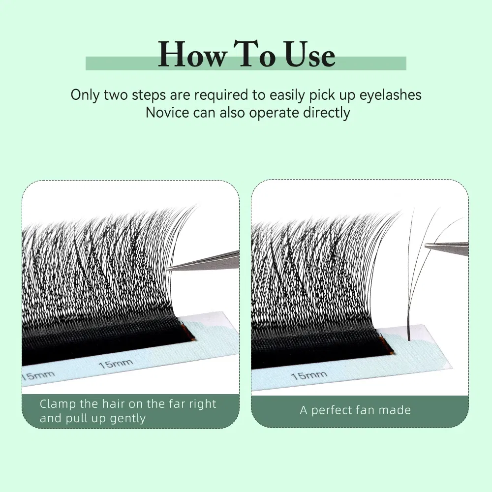 Curl: C, Thickness: 0.10mm, Length: 17mm - Yelix Smaller Opening 3D Lashes Narrow 3D W Shape Eyelash Extension Premade Volume Fan Lashes Natural Soft Eyelash