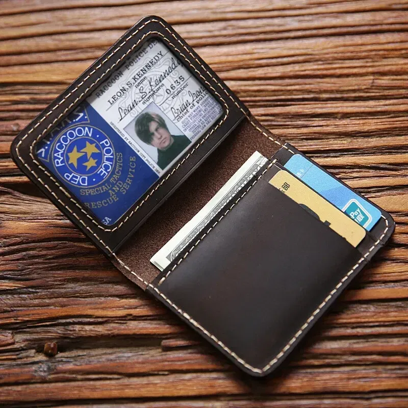 Color: Navy Blue - Retro Crazy Horse Leather Cards Cases Mens Cowhide Credit Card Holder Wallet Handmade Ultra-thin Slim Drivers License ID Cover