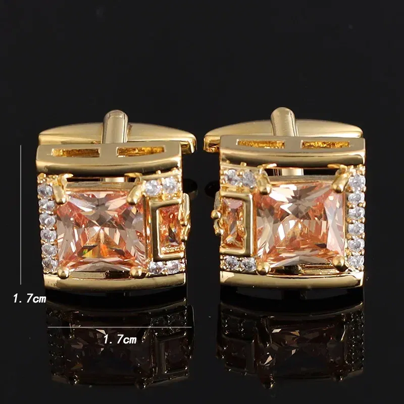 Metal color: Rhodium Plated - Tough Square Zircon Stone Cufflinks for Man Luxury Shirt Suit Cufflinks Black stone Cufflinks Gift Accesories for Man