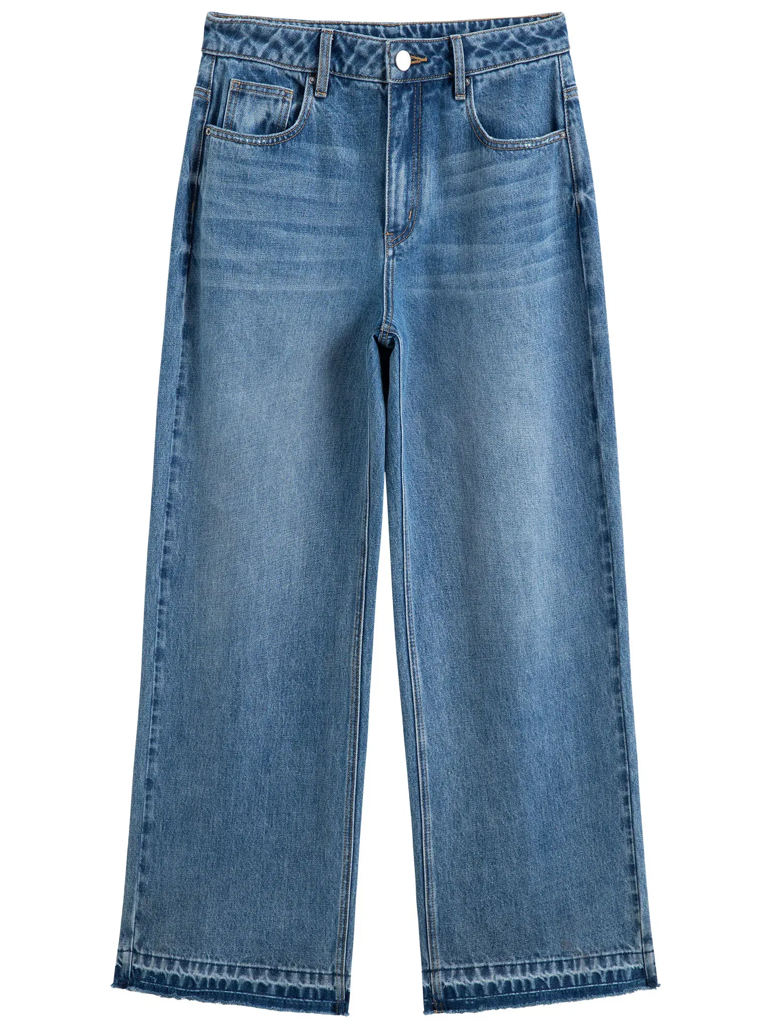 Color: Blue, Size: XL - DUSHU Women's Classic All-match Straight Jeans Women's 2025 Spring New Holiday Casual Fashion High Waist Trousers 25DS81041