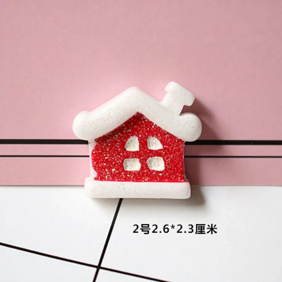 Color: black - 100pcs/lot Glitter Christmas tree snowman 3D resin patch for diy fridge magnet phone hair accessories wholesale
