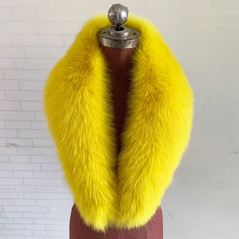 Color: Dark Grey, Size: M - 100% Natural Real Fox Fur Collar For Women Men Coat Jacket Fur Scarf Winter Extra Large Size Neck Warmer Fur Scarf Shawls Wraps