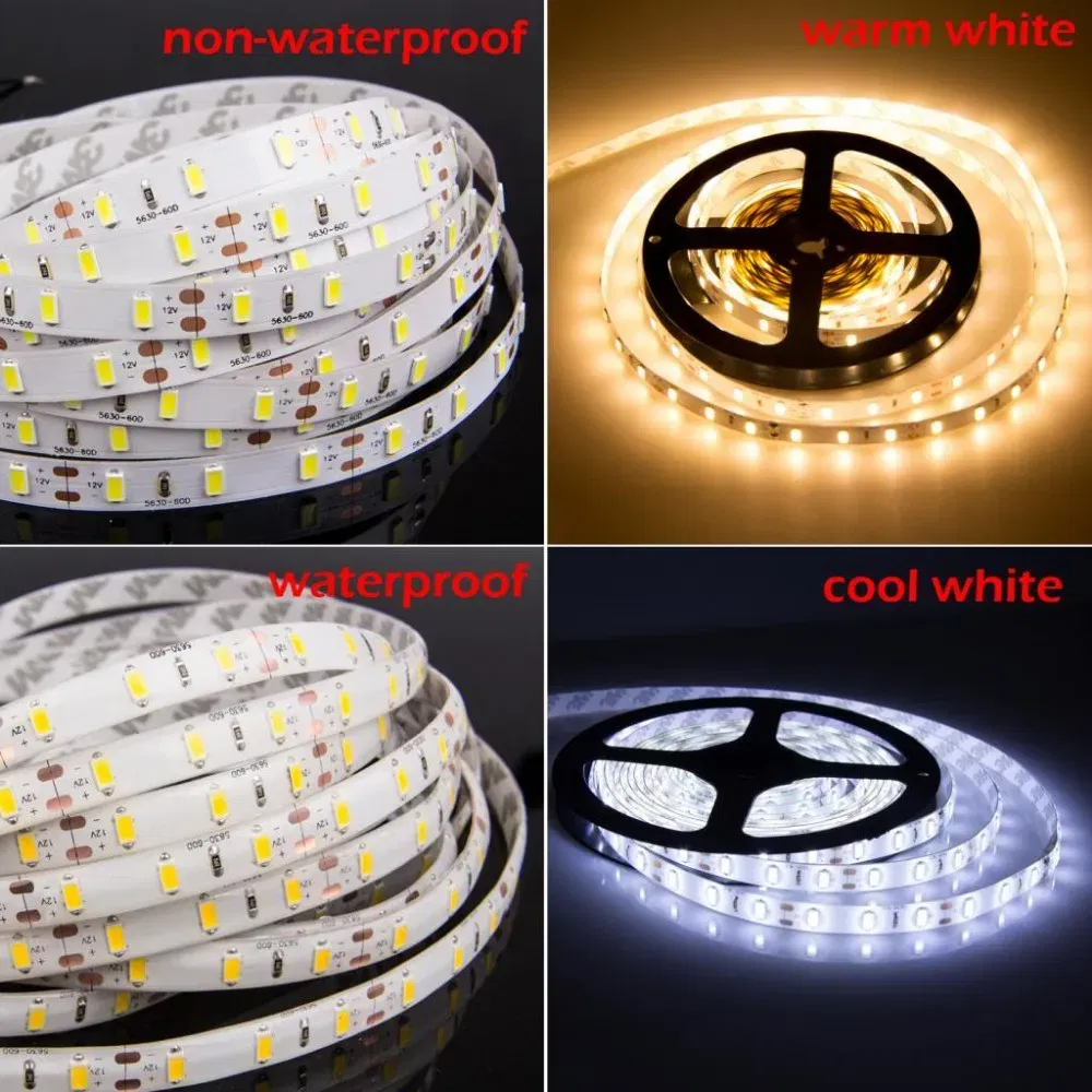 Emitting Color: WHITE, Color: Army Green - Led Strip Light 5630 5730 Waterproof 12V Flexible Tape 5m Natural White 4000K Cold White Warm White 3000K 6500K Red Green Blue