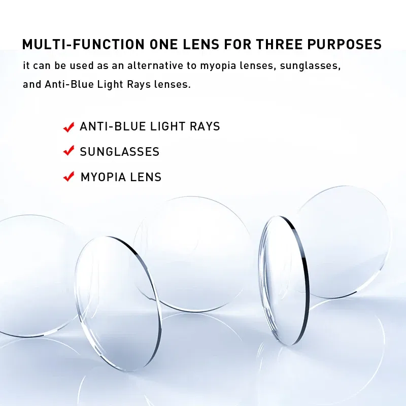Lenses Color: Blue, Lens Index: 1.61 - BLMUSA Photochromic Anti Blue Light Series Hyperopia Myopia Lens 1.56 1.61 1.67 1.74 Prescription CR-39 Resin Aspheric Lenses