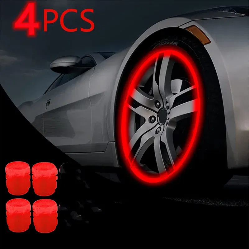 Color: Brown - Luminous Valve Caps Fluorescent Red Night Glowing Car for Mercedes-Benz A B C E S G M ML GLK CL CLK CLS E GL R SL SLK SLS-class