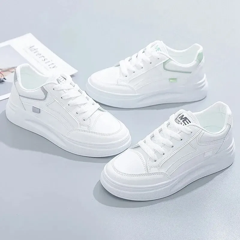 Shoe Size: 37, Color: WHITE - Fashion Women's Shoes Summer Thick Sole White Spring Autumn Breathable Platform Tennis Woman Runing Shoes Female Casual Sneaker
