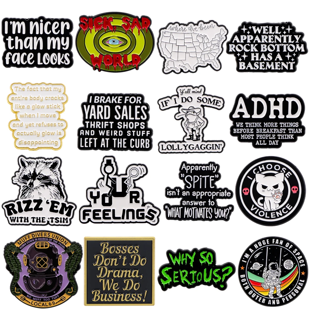 Metal color: None, Color: WHITE, Main Stone Color: WHITE - American Map Enamel Pins Brooches Woman Men Backpack Bags Badge Fashion Quotation Lapel Jewelry Kids Friends Birthday Gifts