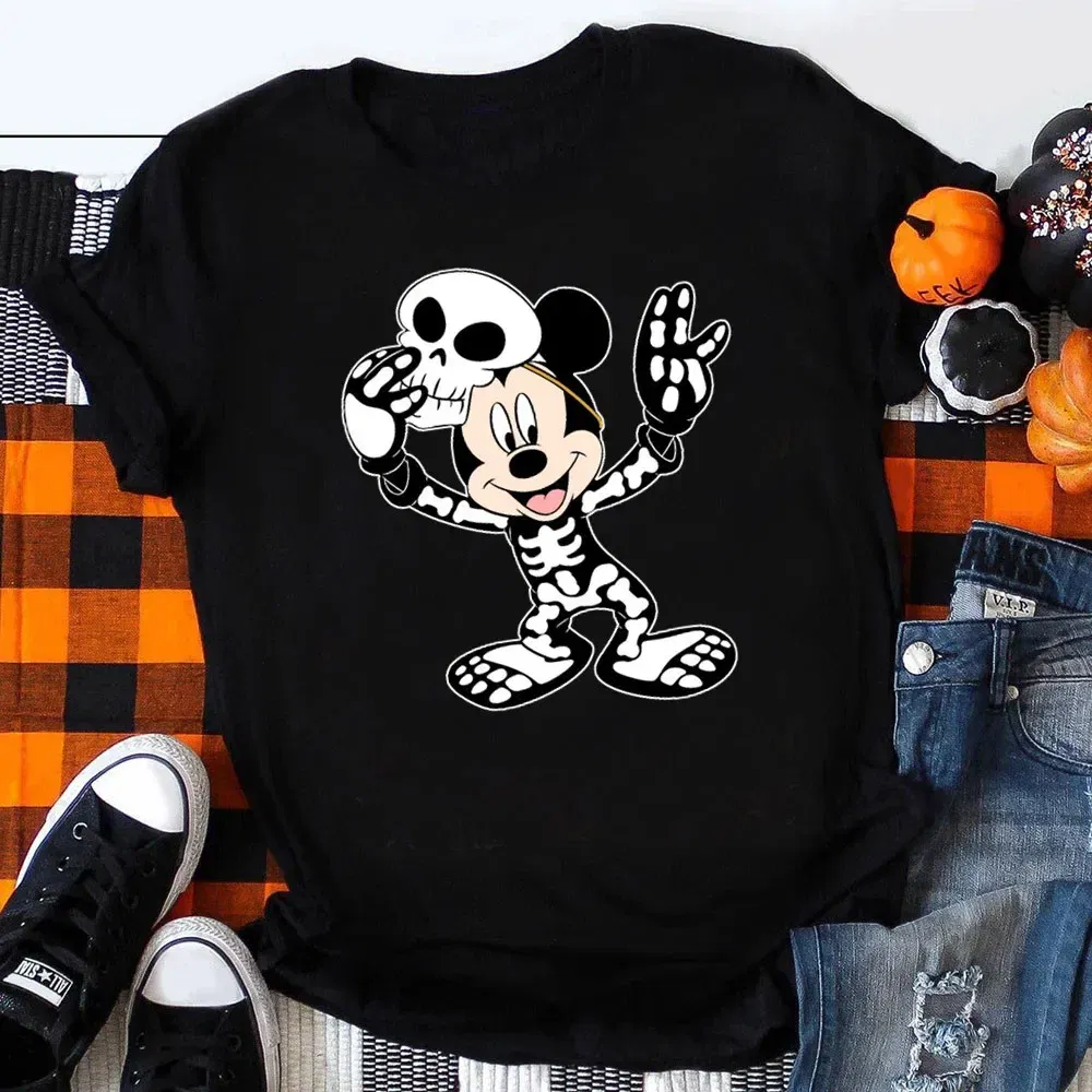 Color: Lavender, Kid Size: 4 - Funny Mickey Minnie Mummy Print Disney Children Cotton T Shirts Trick Treat Fashion Halloween Cute Kid Clothes Girls Streetwear