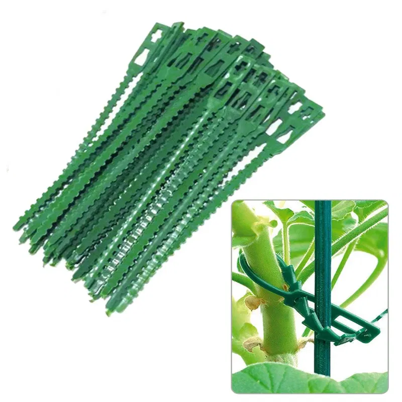 Size: S, Color: Brown - 30/50/100/200Pcs Reusable Garden Cable Ties Plant Support Shrubs Fastener Tree Locking Nylon Adjustable Plastic Cable Ties Tools