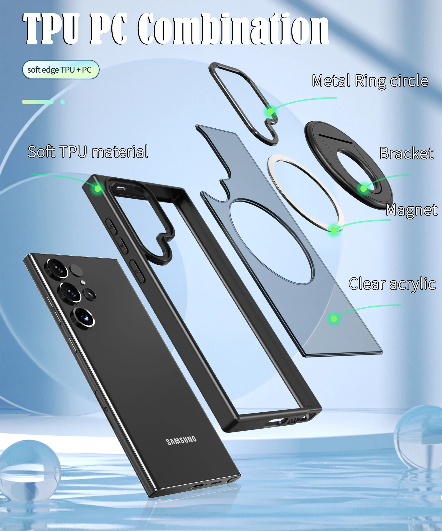 Material: PE, Color: Black - Luxury Magsafe Wireless Charging Case for Samsung S24 S23 S22 Ultra Plus Case Skin Feel Magnetic Shockproof S23 FE Cover