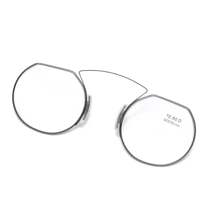 Frame Color: WHITE, Eye Prescription: +100 - Women Clip Nose Reading Glasses Anti Blue Light Presbyopic Glasses Men Portable Men's Eyeglasses Anti-Lost Legless Bezel + Case