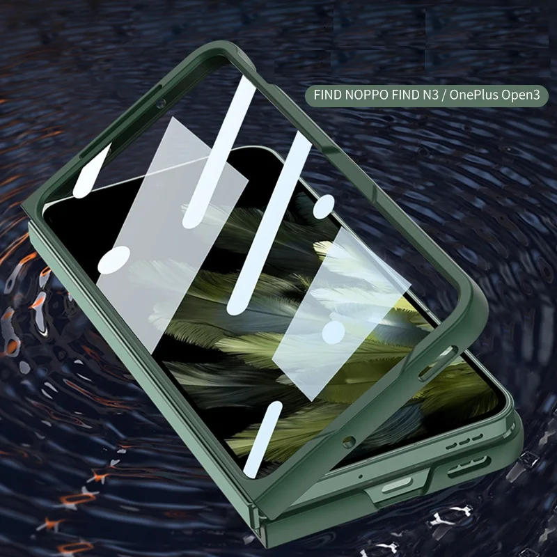 Color: light green, Bundle: Case & Strap, Material: Plastic - With Pen For Oneplus Open Case Matte Hard Glass Film Screen Protection OPPO Find N3 Cover