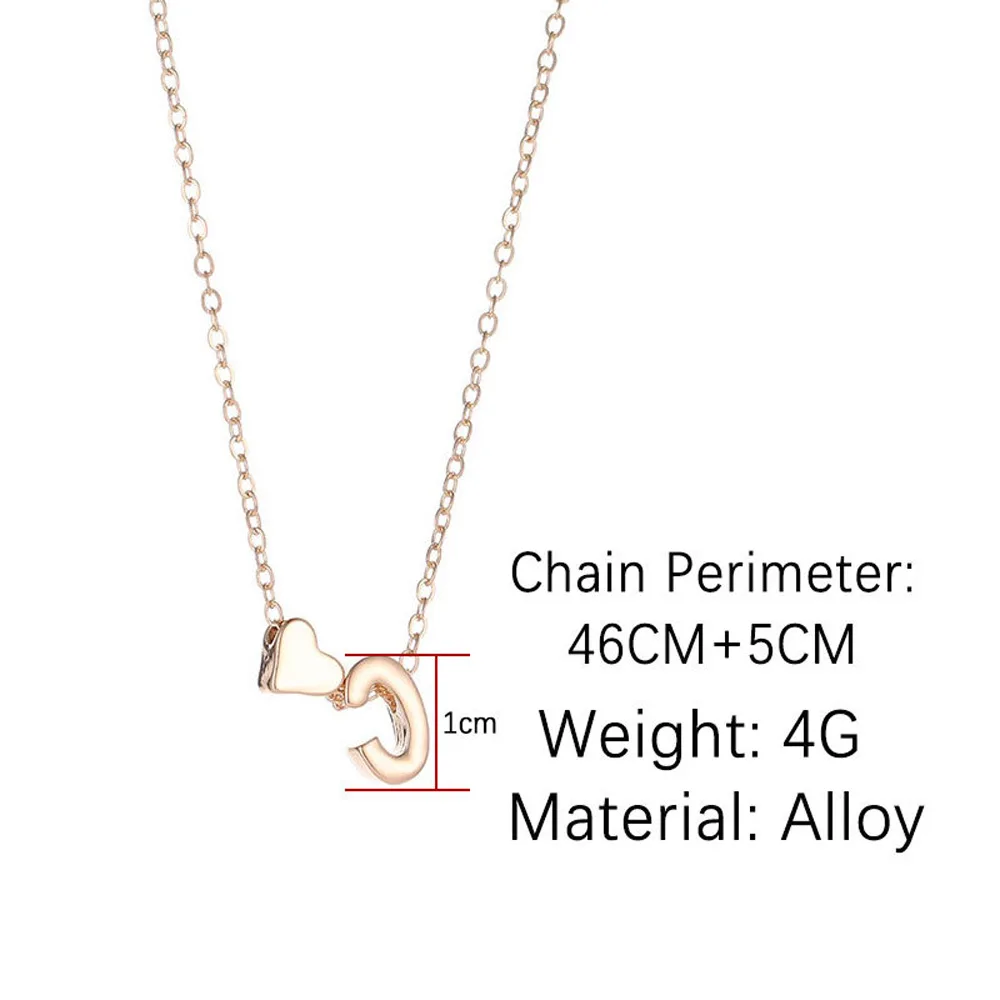 Metal Color: RED-BROWN, Main Stone Color: WHITE - Fashion Tiny Heart Dainty Initial Necklace Gold Color Letter Name Choker Necklace For Women Pendant Jewelry Gift