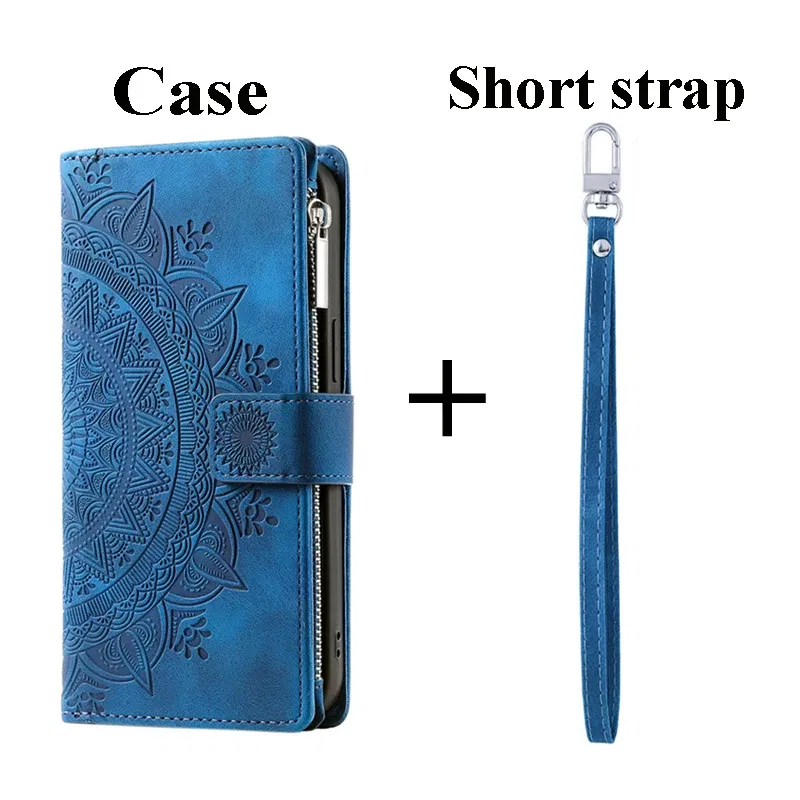 Color: Blue, Material: PP - CrossBody Strap Zipper Wallet Coque for Samsung Galaxy A71 A51 A50 A41 A21S A30 A70 A50S A20 A31 A30S A10 A20E A 51 70 Flip Case