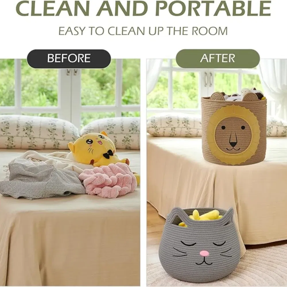 Color: plum - Cartoon Storage Basket Washable Dirty Clothes Basket Foldable Children's Toy Clothes Storage Bucket Home Storage Laundry Basket