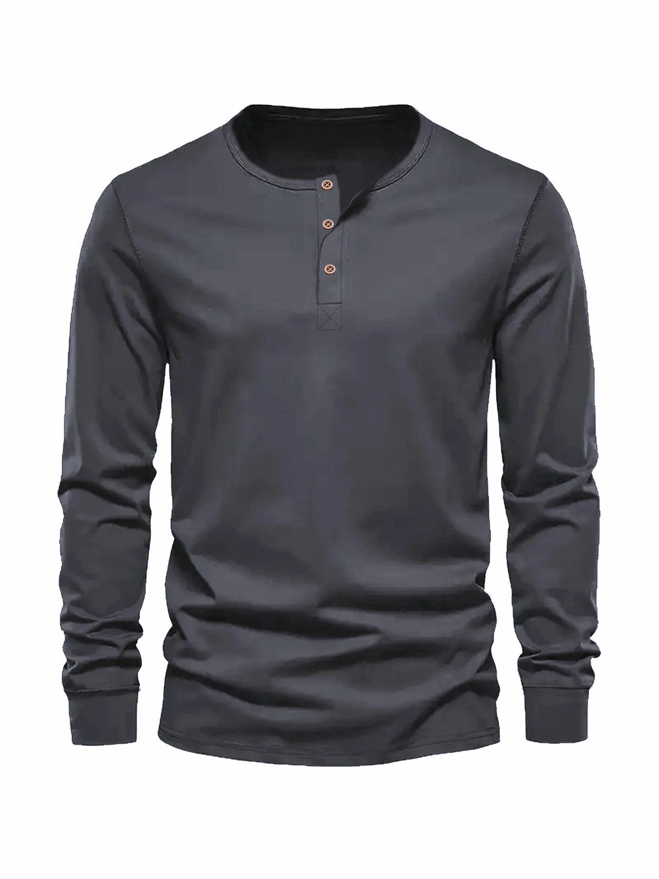 Color: Navy Blue, Size: XL - Men's Long Sleeved Henley Neck T-shirt Slim Fit Bottoming Shirt Fitness Tops Tees Button Neck Casual Cozy Tshirt