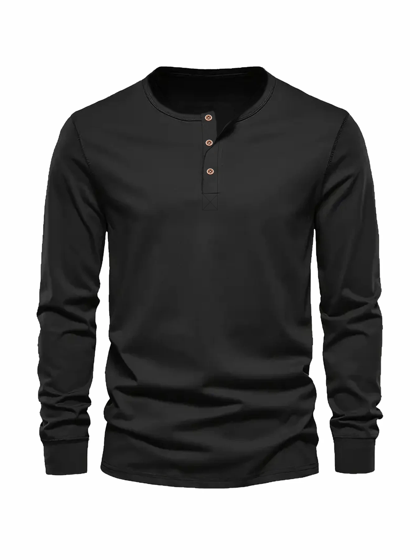 Color: Navy Blue, Size: XL - Men's Long Sleeved Henley Neck T-shirt Slim Fit Bottoming Shirt Fitness Tops Tees Button Neck Casual Cozy Tshirt