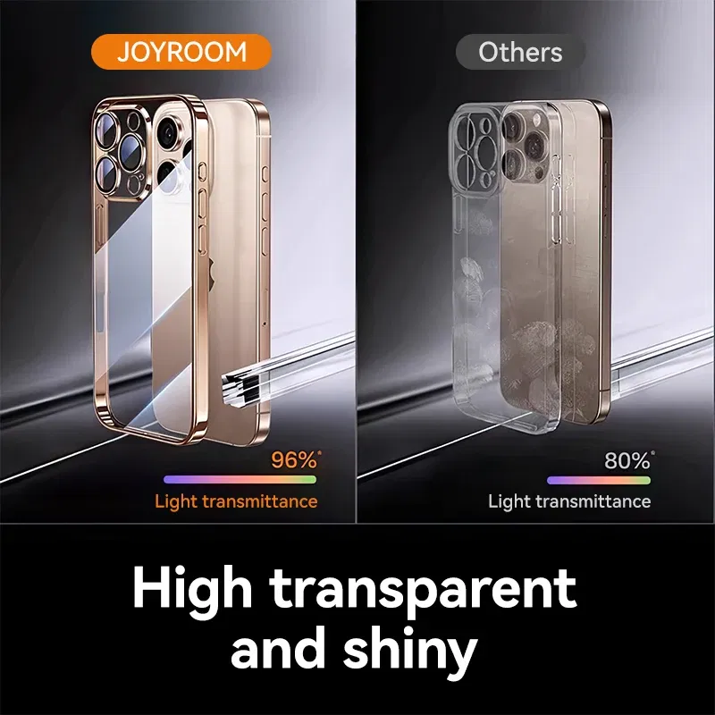 Color: black, Material: POLYESTER - Joyroom Case For iPhone 16 15 14 13 Pro Max Transparent Cover For iPhone 16 Pro Max Soft TPU Anti-drop Case With Len Protection
