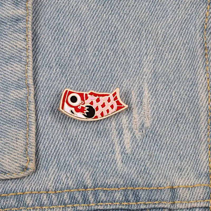Metal color: Blue white zinc plated, Ships From: CHINA - Cartoon Fish Brooches Collection Fish Koi Flag Bag Clothes Decorative Jewelry Goldfish Shark Whale Brooch Lapel Enamel Pin Badge