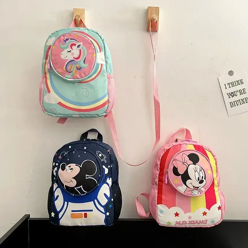 Color: Pink - Disney Mickey Children's Anti-lost Small Schoolbag Kindergarten Traction Rope Small Backpack Cartoon Children's Backpack