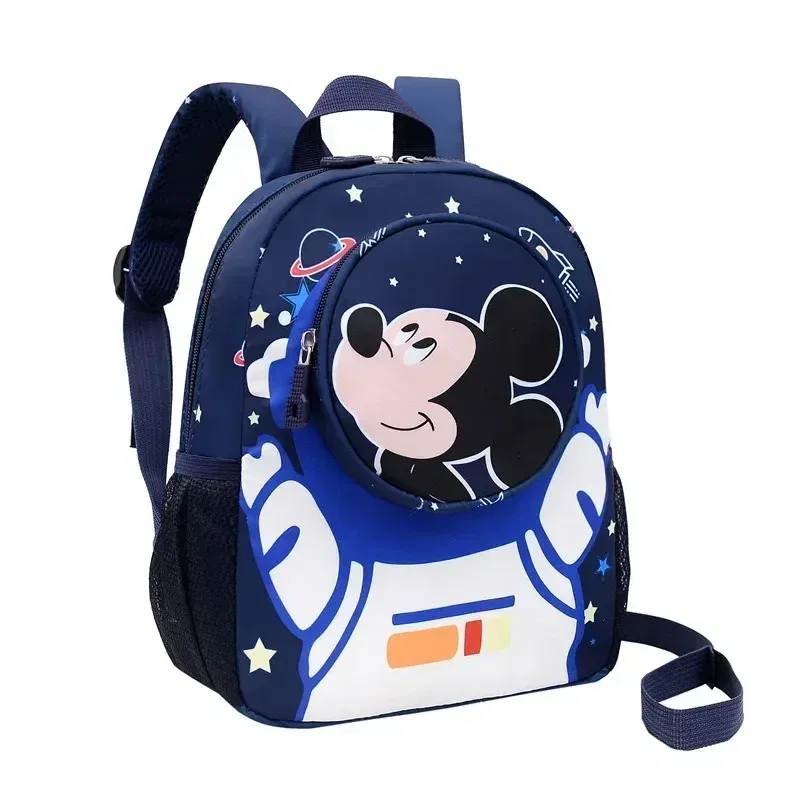 Color: Pink - Disney Mickey Children's Anti-lost Small Schoolbag Kindergarten Traction Rope Small Backpack Cartoon Children's Backpack