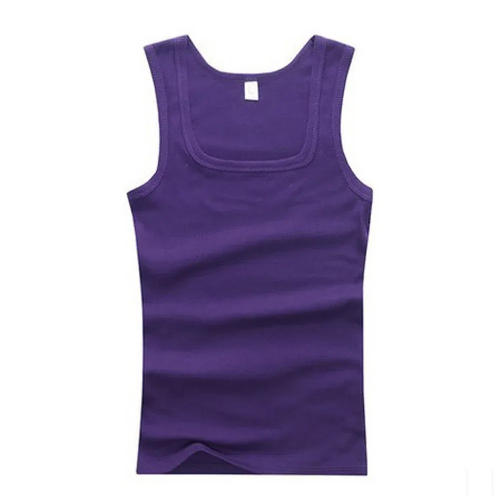 Color: PURPLE, Size: XL - 2024 Summer Plus Size Men Clothing Tank Tops Black White Gray Singlets Sleeveless Fitness Men Vest Casual Bodybuilding Vest New