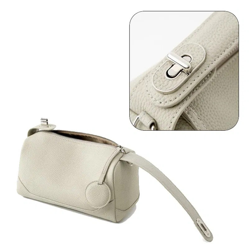 2025 New Women's Genuine Leather Shoulder Bag Vegetable Tanned Cowhide Handbag Boston Style Hand-held Underarm Bag for Ladies