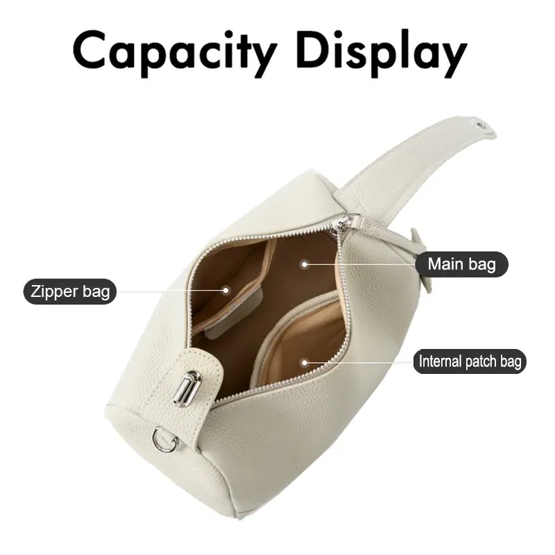 2025 New Women's Genuine Leather Shoulder Bag Vegetable Tanned Cowhide Handbag Boston Style Hand-held Underarm Bag for Ladies