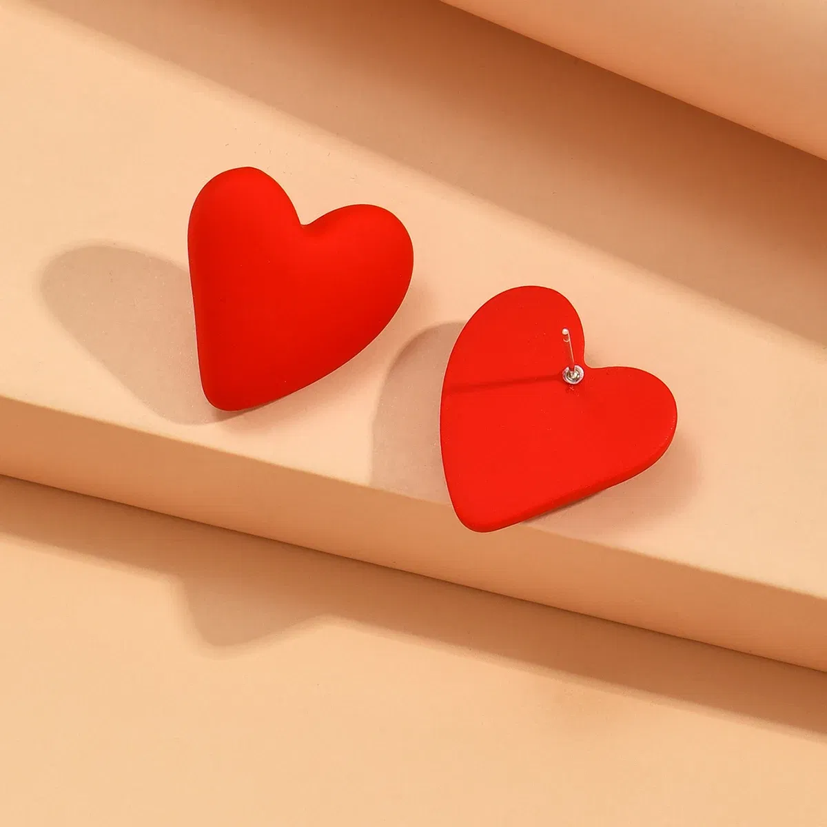 Metal Color: Antique Bronze Plated - Koean Fashion Candy Color Acrylic Love Eardrop Simple Design Geometric Heart Party Jewelry Earrings Ear Studs All-match EarStuds