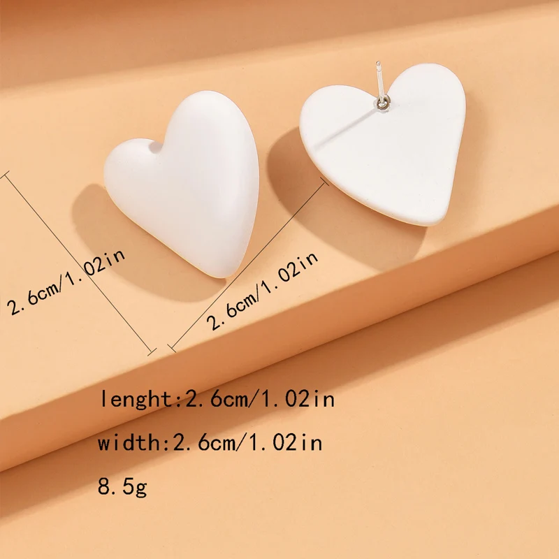 Metal Color: Antique Bronze Plated - Koean Fashion Candy Color Acrylic Love Eardrop Simple Design Geometric Heart Party Jewelry Earrings Ear Studs All-match EarStuds