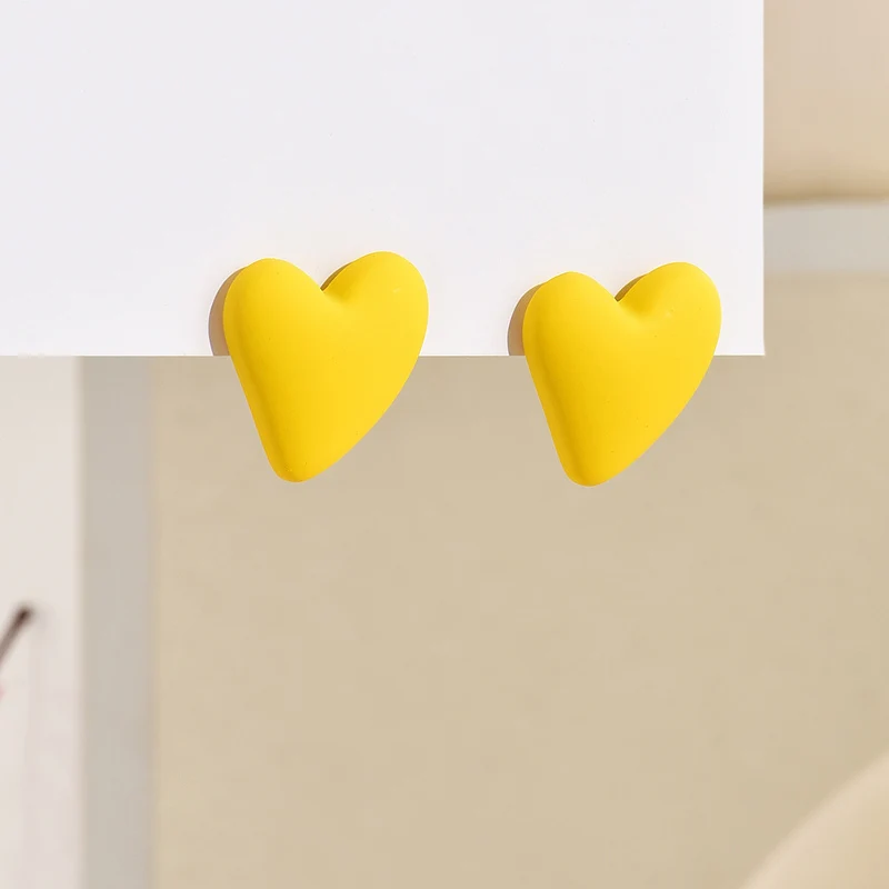 Metal Color: Antique Bronze Plated - Koean Fashion Candy Color Acrylic Love Eardrop Simple Design Geometric Heart Party Jewelry Earrings Ear Studs All-match EarStuds