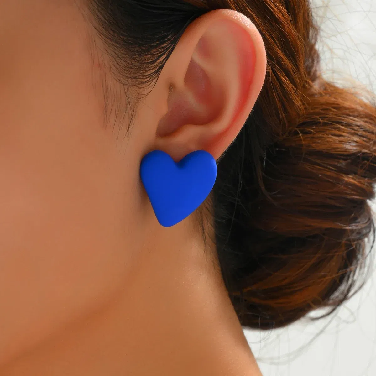 Metal Color: Antique Bronze Plated - Koean Fashion Candy Color Acrylic Love Eardrop Simple Design Geometric Heart Party Jewelry Earrings Ear Studs All-match EarStuds