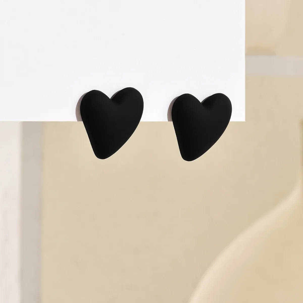 Metal Color: Antique Bronze Plated - Koean Fashion Candy Color Acrylic Love Eardrop Simple Design Geometric Heart Party Jewelry Earrings Ear Studs All-match EarStuds